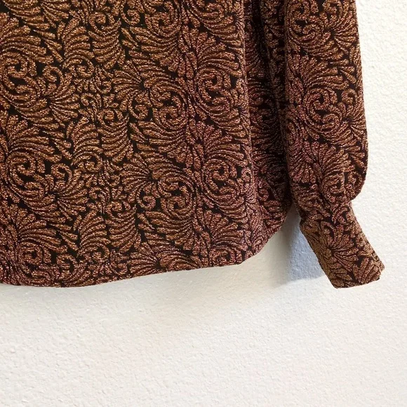 JohnPaulRichard Black and Gold Patterned Top Fall Colors Women's Size XL - Picture 6 of 9